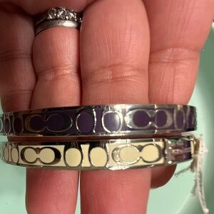 Coach Silver and Purple Bangle Set